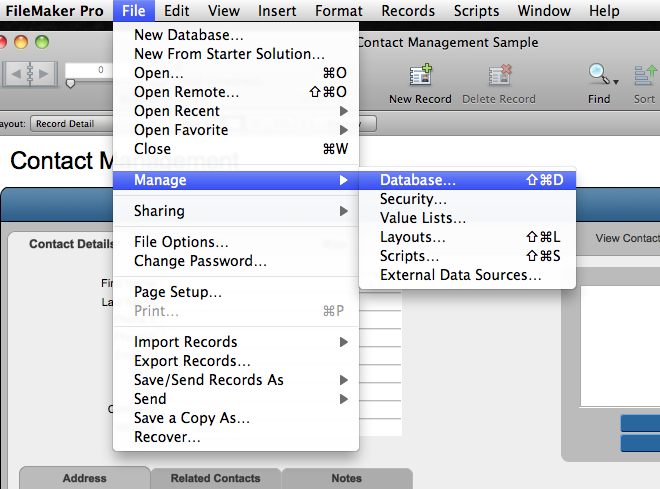 Manage Database