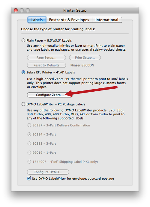 Configure Zebra