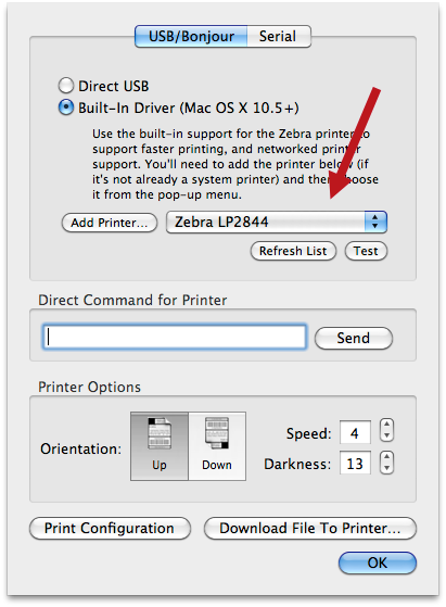 Printer Selected